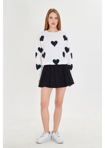 Havlu Kalp Baskılı İki İplik Sweatshirt fırsatları