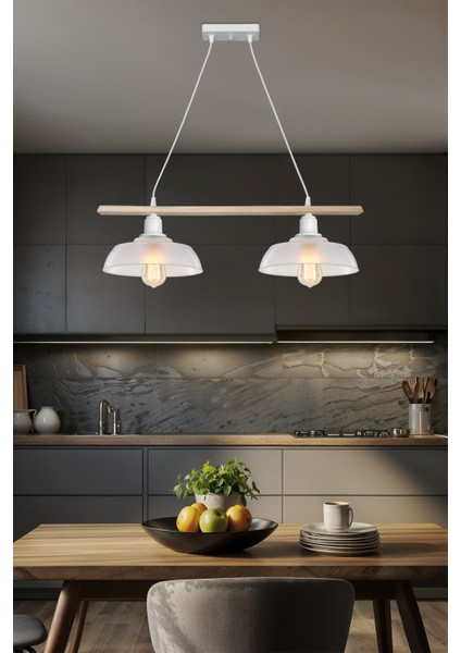 Karya Ikili Sıralı Avize Şeffaf