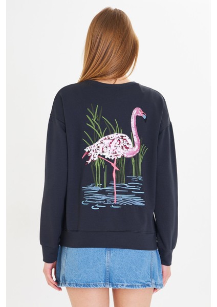 Flamingo Baskılı İki İplik Sweatshirt