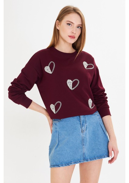 Kalpli Taş Baskılı Sweatshirt fırsatları