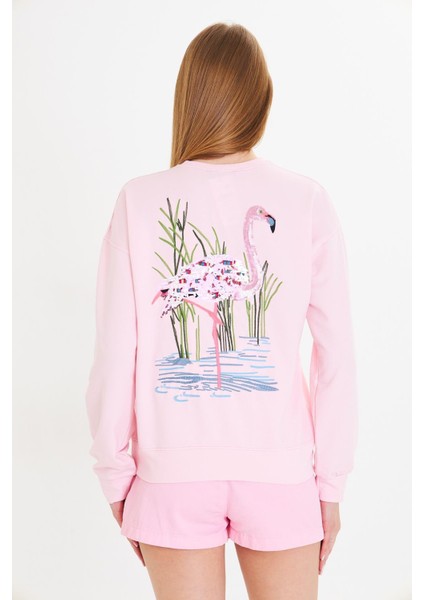 Flamingo Baskılı İki İplik Sweatshirt