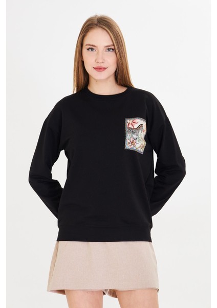 Zebra Baskılı İki İplik Sweatshirt fiyatları