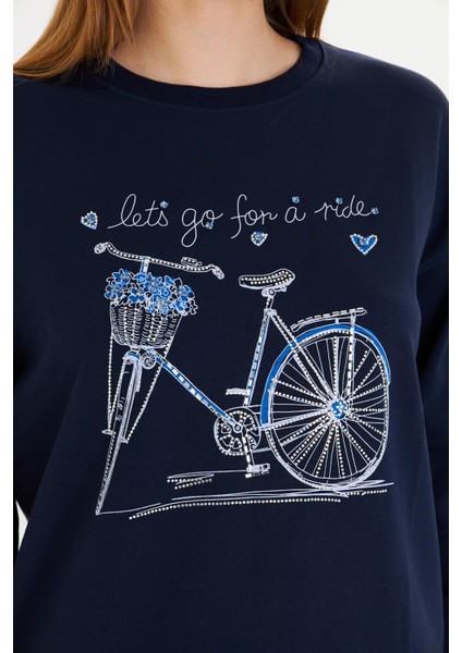 Bisiklet Baskılı İki İplik Sweatshirt fiyatları