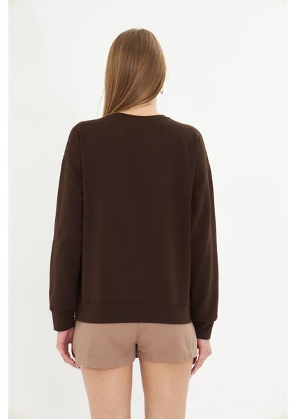Kalpli Taş Baskılı Sweatshirt fiyatları