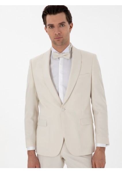 Erkek Ekru Slim Fit Şal Yaka Smokin Damatlık 50306126-VR019 modelleri