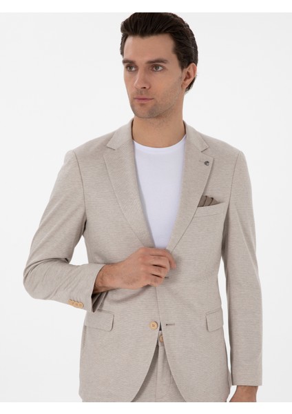 Erkek Bej Slim Fit Dokulu Takım Elbise 50307680-VR011 modelleri