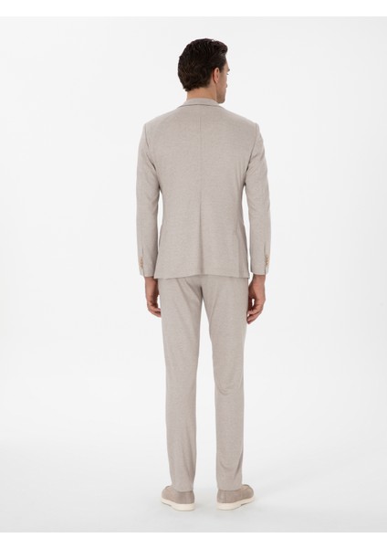 Erkek Bej Slim Fit Dokulu Takım Elbise 50307680-VR011 indirimleri