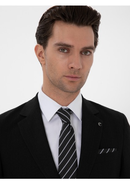 Erkek Siyah Slim Fit Keten Karışımlı Takım Elbise 50306955-VR046 fiyatları