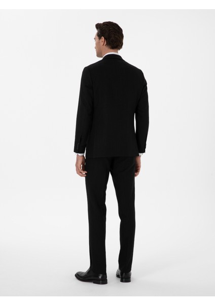 Erkek Siyah Slim Fit Keten Karışımlı Takım Elbise 50306955-VR046 indirimleri