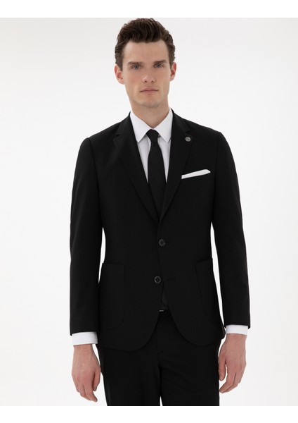 Erkek Siyah Ex. Slim Fit Çizgili Takım Elbise 50302425-VR046 modelleri