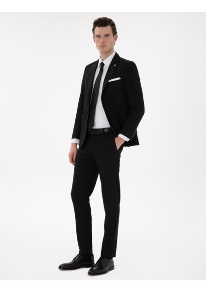 Erkek Siyah Ex. Slim Fit Çizgili Takım Elbise 50302425-VR046 fırsatları