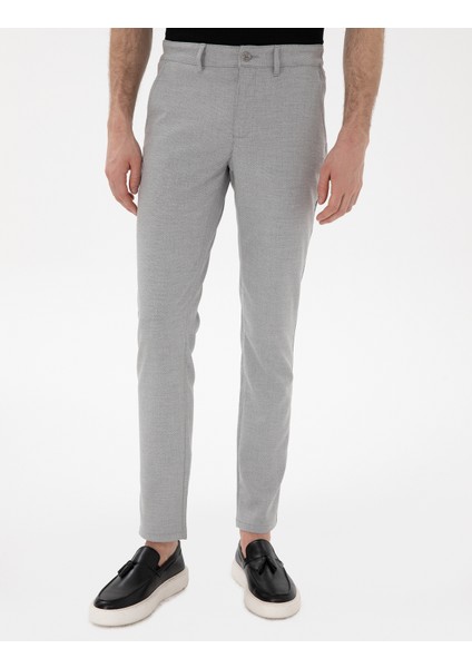 Erkek Gri Slim Fit Yazlık Kanvas Pantolon 50301803-VR024