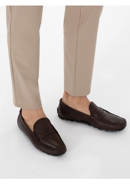 Erkek Kahverengi Deri Loafer Ayakkabı 50308466-VR029