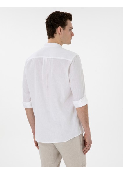 Erkek Beyaz Regular Fit Uzun Kollu Gömlek 50303301-VR013