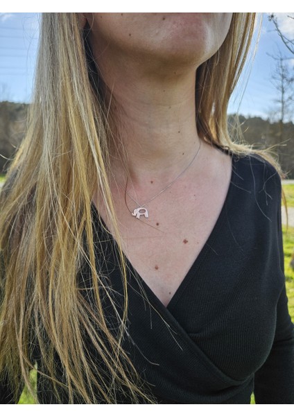 14K Altın 0.01CT Pırlantalı Fil Kolye