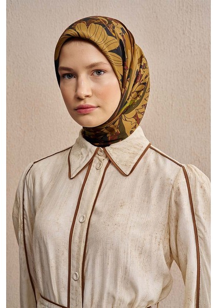 Yağ Yeşili Ed Scarf Vision Art Collection Flare Eşarp