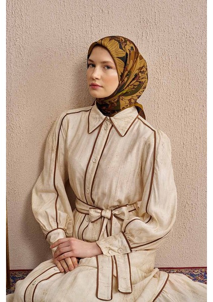 Yağ Yeşili Ed Scarf Vision Art Collection Flare Eşarp modelleri