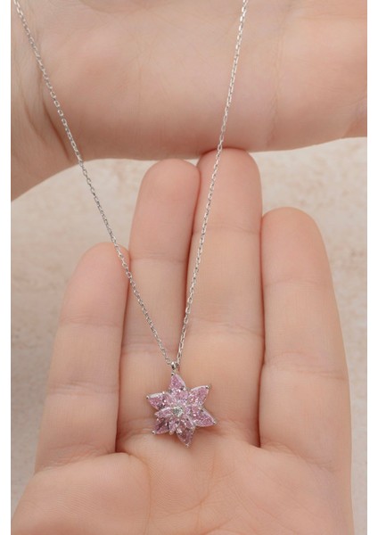 Lila Renkli Taşlı Lotus Çiçeği Gümüş Kolye 18 Ayar Beyaz Altın Kaplama Lotus Çiçeği Kolyesi 925 Ayar Gümüş Kadın Kolye | Bayan Zirkon Taşlı Lotus Kamelya Çiçeği Kadın Gümüş Kolye fırsatları