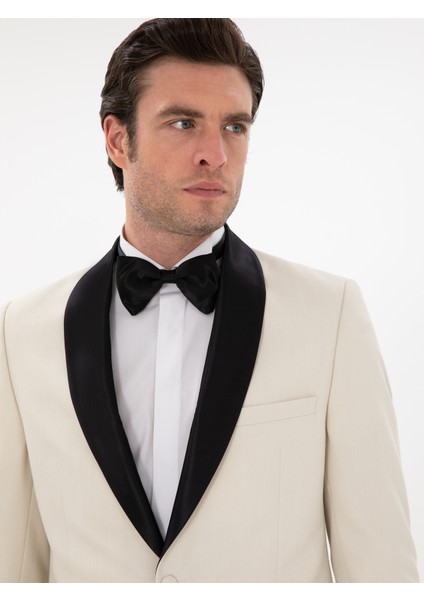 Erkek Ekru Slim Fit Şal Yaka Smokin Damatlık 50300734-VR019 fiyatları