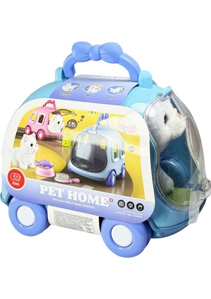 JND-6801 Taşıma Araba Çantalı Hareketli Pilli Kedi Set -Vardem Oyuncak