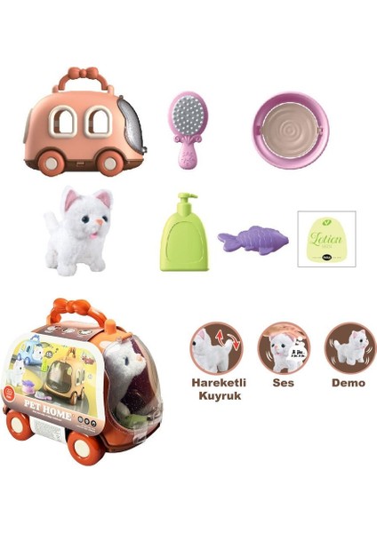JND-6801 Taşıma Araba Çantalı Hareketli Pilli Kedi Set -Vardem Oyuncak fırsatları