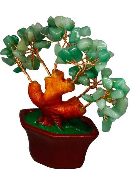 Yeşim Doğal Taş Bonsai Ağacı - Dekoratif Şans ve Bereket Ağacı