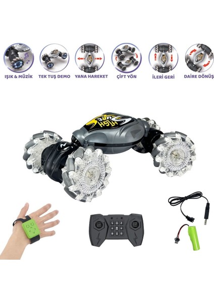 Hg4-28 Uzaktan Kumandalı Bilekten Kontrol Şarjlı 2.4g Stunt Araba