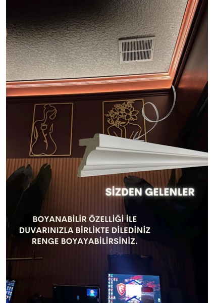 Modern beyaz ledli kartonpiyer, 120cm, dayanıklı poliüretan, şık oda dekoru