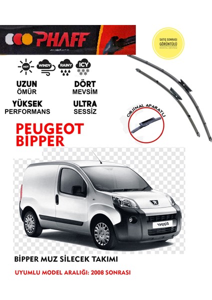 Peugeot Bipper Uyumlu Muz Silecek Seti Araca Özel Aparat (Tüm Modeller)