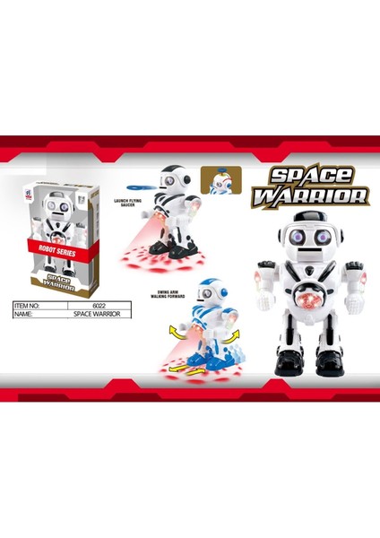 DF-6022 Işıklı ve Müzikli Disk Atan Uzay Savaşçısı Robot