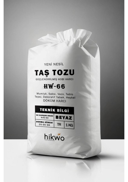Hw-66 Taş Tozu - Saksı Döküm Harcı - Heykel Alçısı - Hızlı Donan Taş Tozu - Hobi Harcı 1 kg