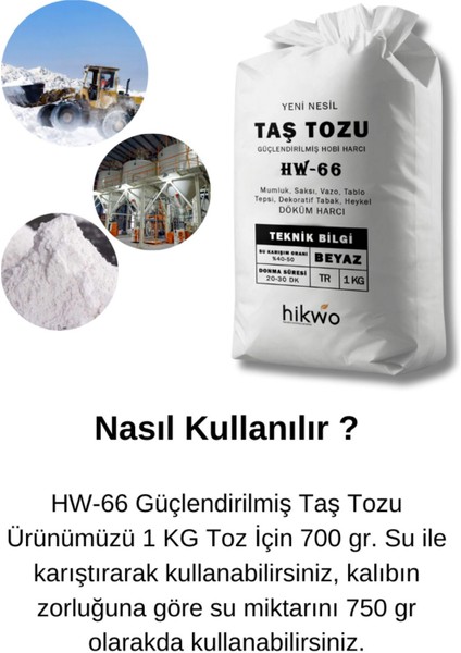 Hw-66 Taş Tozu - Saksı Döküm Harcı - Heykel Alçısı - Hızlı Donan Taş Tozu - Hobi Harcı 1 kg fiyatları