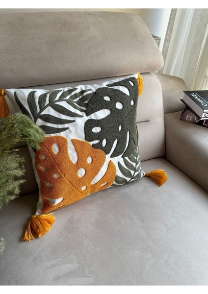 Nakışlı Kırlent Kılıfı, Krem, Hardal, Sarı, Yeşil, Rahat ve Şık Dekorasyon Parçası fiyatları