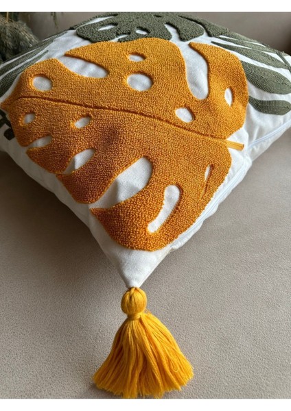 Nakışlı Kırlent Kılıfı, Krem, Hardal, Sarı, Yeşil, Rahat ve Şık Dekorasyon Parçası modelleri