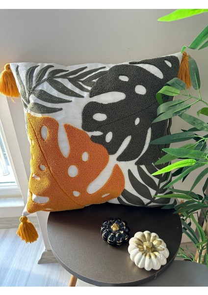 Nakışlı Kırlent Kılıfı, Krem, Hardal, Sarı, Yeşil, Rahat ve Şık Dekorasyon Parçası indirimleri