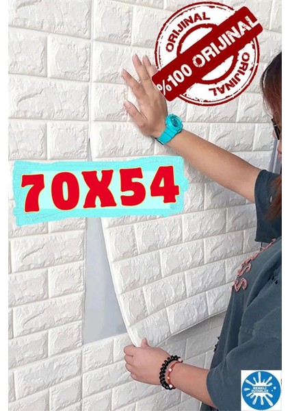 70X54 cm Kendinden Yapışkanlı Esnek Köpük Duvar Kağıdı Paneli 3D Boyutlu Tuğla Desen