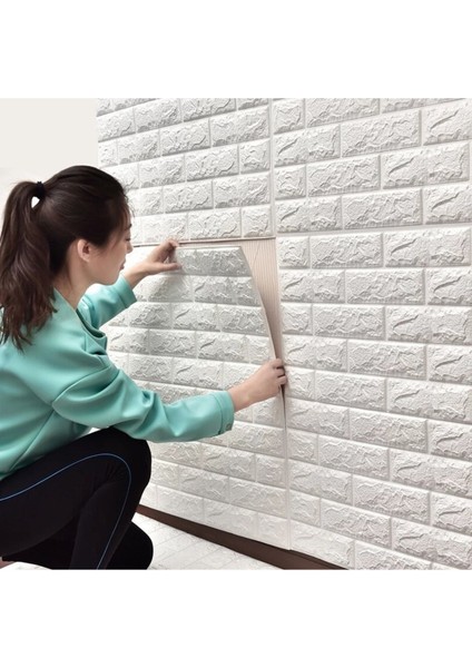 70X54 cm Kendinden Yapışkanlı Esnek Köpük Duvar Kağıdı Paneli 3D Boyutlu Tuğla Desen