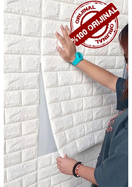 70X54 cm Kendinden Yapışkanlı Esnek Köpük Duvar Kağıdı Paneli 3D Boyutlu Tuğla Desen