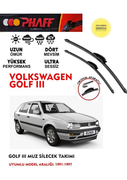 Volkswagen Golf 3 Ön Muz Silecek Takımı 1996 Model Araca Özel Aparat