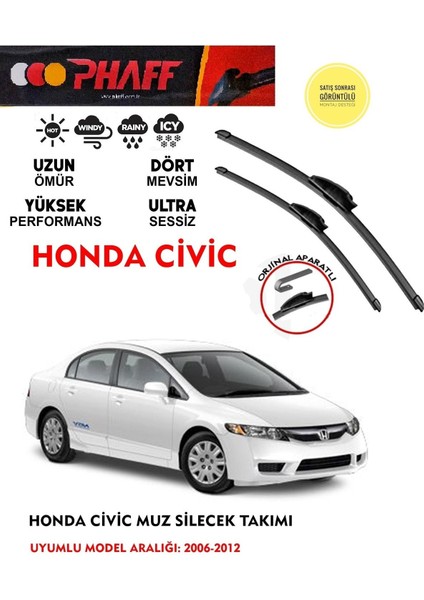 Honda Civic Cam Muz Silecek Takımı 2007 Model Araca Özel Aparat Fd6