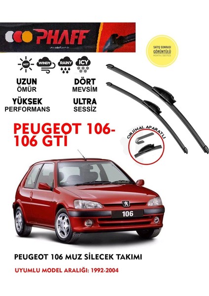 Peugeot 106 Vs 106 Gti Ön Muz Silecek Takımı 2001 Model Araca Özel Aparat