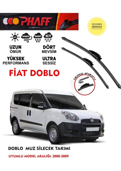 Doblo Muz Silecek Takımı 1.4 1.3 1.6 1.9 Motor Araca Özel Aparat (2000-2009) Arası