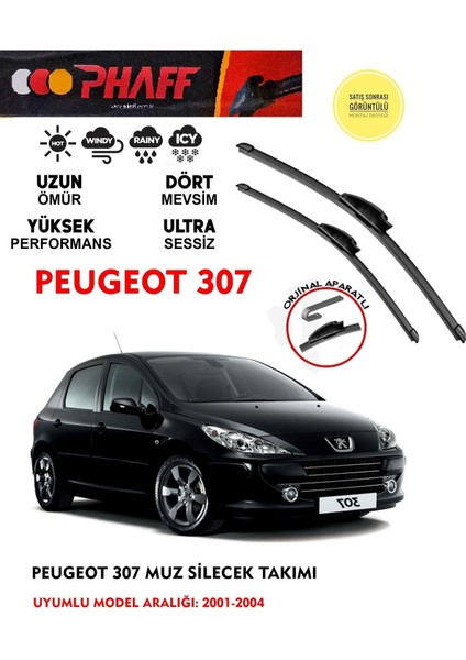 Peugeot 307 Muz Silecek Takımı 1.4 1.6 2.0 Motor Araca Özel Aparat (2001 - 2004)