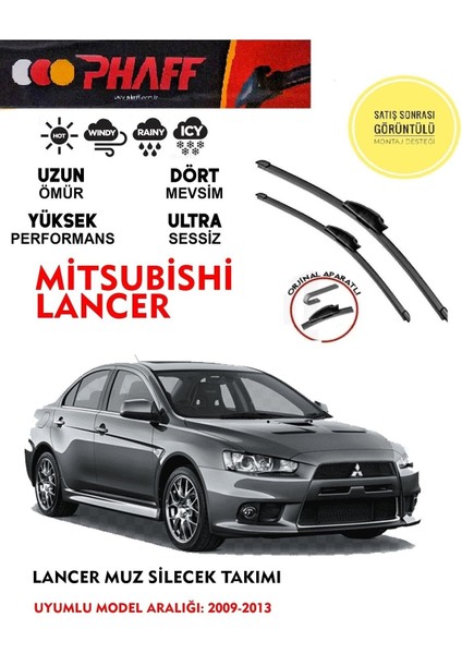 Mitsubishi Lancer Ön Muz Silecek Takımı 2010 Model Araca Özel Aparat