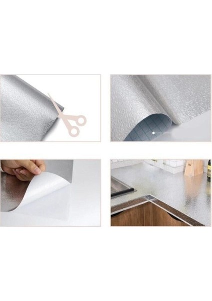 Mutfak Tezgah Üstü Çekmece Içi Folyo Kaplama Gümüş Yapışkanlı 10 Metre x 40 cm Kolay Silinir Lüx Mod