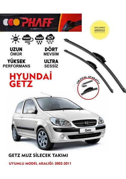 Hyundai Getz Ön Cam Muz Silecek Takımı 2009 Model Araca Özel Aparat