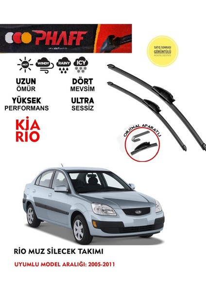 Kia Rio Ön Muz Silecek Takımı 2009 Model Araca Özel Aparat