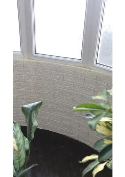 Kendinden Yapışkanlı Beyaz 3D Esnek Duvar Paneli, 70x38 cm, Doğal Taş Görünümlü