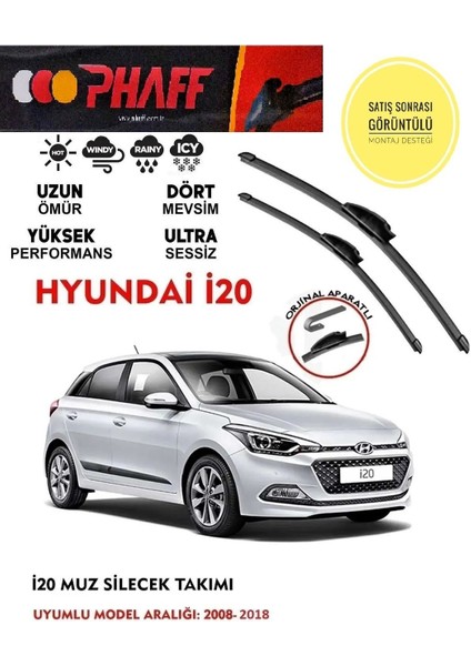Hyundai I20 Ön Cam Muz Silecek Takımı 2012 Model Araca Özel Aparat
