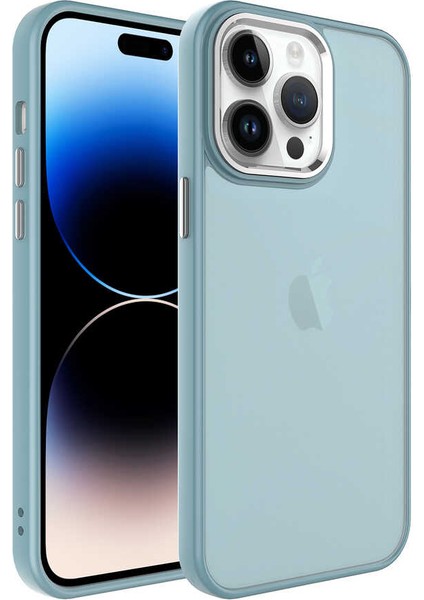 Apple iPhone 14 Pro Max Kılıf Buzlu Sert Pc May Kapak-Mavi